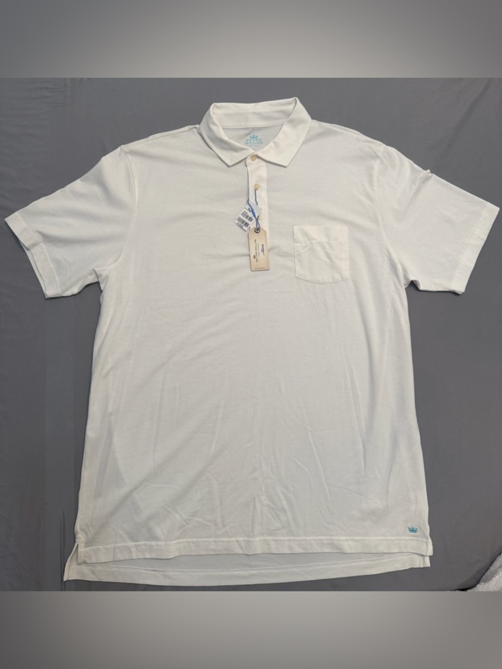 PETER MILLAR Size L  SOLID SEASIDE WASH POLO- WHITE - Picture 2 of 13